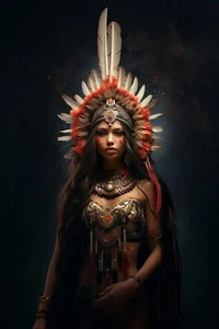 Impresión artística arriesgada foto modelo niña nativa americana 4x6 A12544 - Imagen 1 de 1