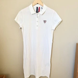 Rossignol Womens White Polo Tennis Dress Medium New W TAGS Gold Sport Preppy - Picture 1 of 4