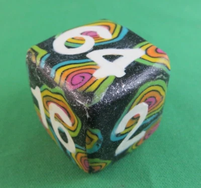 Jena's Handmade Backgammon Doubling Cube 32mm Black Rainbow One of Kind #65 - Image 1 of 4