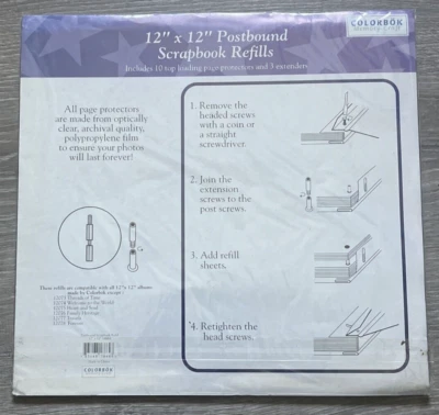 Colorbok - 12" x 12"  - Postbound Scrapbook Album Refill Pages Foto 1 de 2