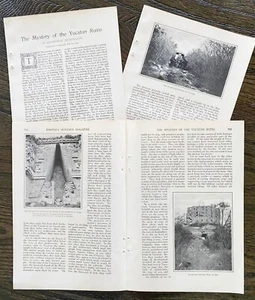 Artículo impreso y fotos Misterio de las ruinas de Yucatán 1914 ~ Chac-Multum, Templo @ Kabah, Sayi - Imagen 1 de 7