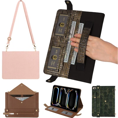 Leather Stand Flip Case For Apple iPad Air 11 2024 Shoulder Bag w/ Pencil Holder - Image 1 of 4