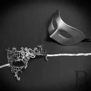 Maskerade Maske für Paare Silber Luxus Venezianische Paare Masken W7344, M7131 - Bild 1 von 4