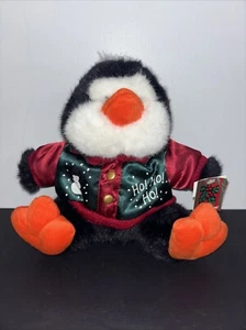 Soft Expressions Plush Christmas Penguin 12" Silky Ho Ho Ho Holiday Jacket - Picture 1 of 11