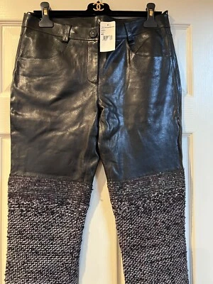 CHANEL 12A NEW TAGS BLACK CC LOGO LAMBSKIN ALPACA PANTS JEANS LINING FR40-38 $7K - Image 1 of 4