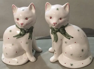 Magnífico par de centeno cerámica casa de campo colección crema estrella gatos sentados 14 cm - Imagen 1 de 6