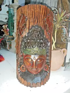 DECORAZIONE BUDDHA IN LEGNO DI ALBASIA INTAGLIATO A MANO - Foto 1 di 14