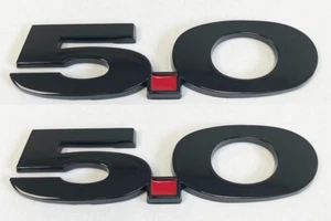 11-14 FORD MUSTANG 5.0 5.0L COYOTE SIDE FENDER EMBLEMS PAIR - GLOSS BLACK! - Picture 1 of 2