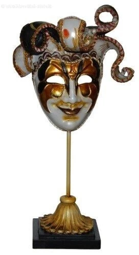 MASCHERA VENEZIANA SCULTURA D'EPOCA SOPRAMMOBILE IN RESINA PER ARREDAMENTO - Immagine 1 di 1