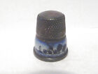 THIMBLE VINTAGE STERLING SILVER GERMANY 6 BLUE ENAMEL BAND OF WINDMILL SCENES