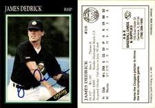 James Dedrick Signed 1991 A&R Kane County Cougars #NNO Card Auto