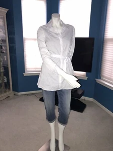 NWT MOTHERHOOD BUTTON DOWN L.S WHITE BELTED BLOUSE & 2 HEARTS CAPRIS (Box A) - Picture 1 of 10