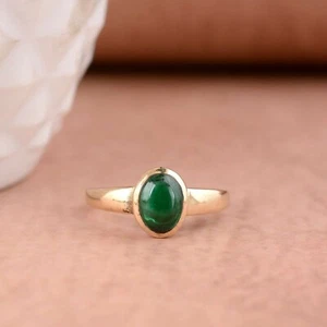 Green Onyx Ring, Brass Ring, Handmade Gemstone Ring, Gemstone Ring, Statement Ri - Picture 1 of 3