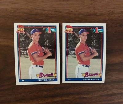Tarjeta rara 1991 Topps - #333 Chipper Jones (RC) 40 años de béisbol (lote de 2) Foto 1 de 2