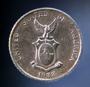 PHILIPPINES 10 CENTAVOS  1938, Silver Coin, XF - Picture 1 of 2