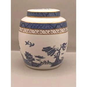 Tarro de jengibre vintage 1981 Royal Doulton Booths Real Old Willow 4,5" hecho en Inglaterra - Imagen 1 de 16