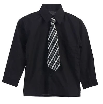 Boys Dress Shirt Long Sleeve Tie 15 Colors Solid Size 5-20 Big Boy New With Tags - Image 1 of 2