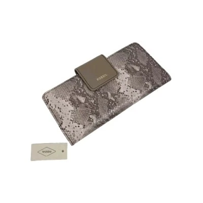 Fossil Madsion Tab Clutch Wallet Faux Leather Snake Print Gray Multi New NWT $80 Foto 1 de 4