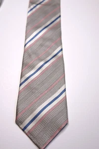 Ermenegildo Zegna 60 * 3 3/4 Zoll blaue, weiße, graue & rosa Streifen. Italienische Krawatte - Bild 1 von 4