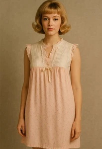 Vintage Nachthemd Vandemere rosa feminin Cottagecore kokett weich Retro Gr. M - Bild 1 von 8