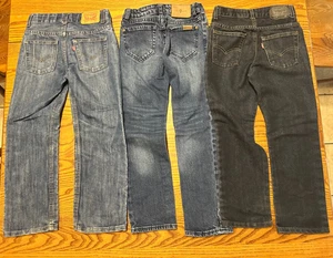 Lot of 3 Boys Jeans Size 7 Levis, For All Mankind 7 Adjustable Waist - Picture 1 of 8