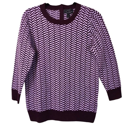 J.Crew Collection Cashmere Sweater Women's S Burgundy Herringbone Preppy Classic - Image 1 of 4