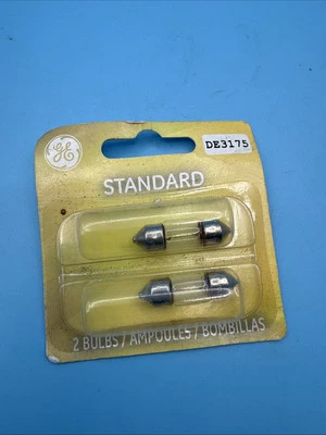 (2) New GE DE3175 Miniature Lamp Bulb 10w 12 volt T3-1/4 Festoon Dome  - Image 1 of 2