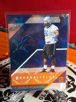2016 Panini Unparalleled Football #153 A'Shawn Robinson RC V107 LIONS # 12/25 - Image 1 of 2