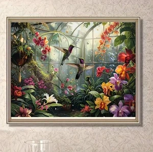 Hummingbird Greenhouse 40x50cm Diamond Painting Art Round Drills 15.8x19.7in - Picture 1 of 5