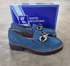 Mocasín White Mountain Goodie 2 Petro Azul Teal Gamuza Cadena Plataforma Grueso Nuevo con Etiquetas - Imagen 1 de 7