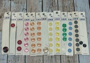 Vtg Lot 54 Buttons Streamline Slimline on Cards Assorted 11.5mm - 18mm Unused - Picture 1 of 12