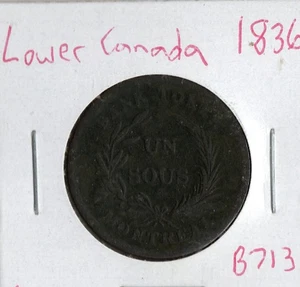 Coin Lower Canada 1 Sous 1836 KMTn2 (B713), Montreal - Picture 1 of 4
