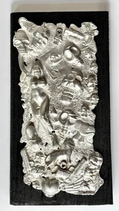 Cast Metal On Black Wood Base Wall Art Featuring Naked Lady, Skulls, Lion Etc - Picture 1 of 2