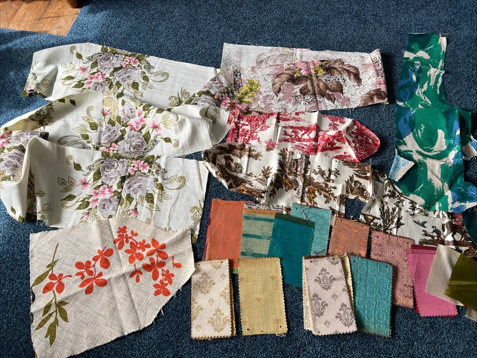 Mixed Lot Of Fabric Scraps Samples VTG Cotton Polyester - Image 1 of 4