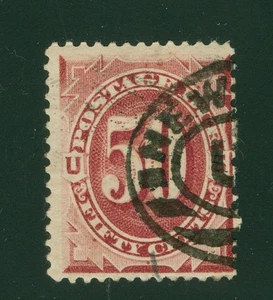 USA #J28 50 CENT BRIGHT CLARET POSTAGE DUE NEW YORK OVAL CDS - Picture 1 of 2