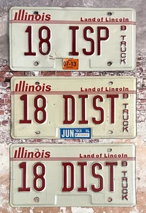 3 placas de licencia de camión de Illinois ISP Distrito de Policía Estatal de Illinois 18 Litchfield - Imagen 1 de 3