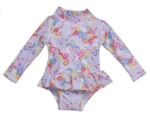Flap Happy Swimsuit Girls' 3 Month One-PieceLong Sleeve Unicorn Rash Guard UPF - Picture 1 of 2