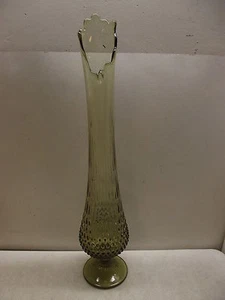 LARGE VINTAGE STRETCH SWUNG ART GLASS FOOTED HOBNAIL VASE 21 3/4" - Picture 1 of 6