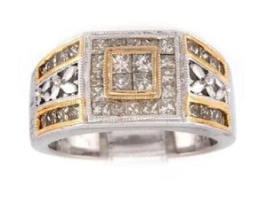 Anillo de diamantes de 1,48 quilates en oro bicolor de 14 k - Imagen 1 de 8