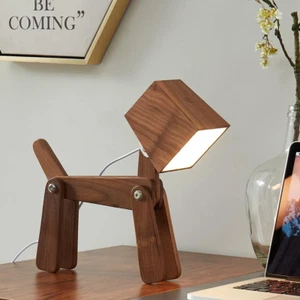 Table Lamp for Kids Room Dog Shape Dimmable Wood Warm White Light Lamp New Gifts - Picture 1 of 11