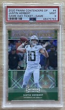 Justin Herbert 2020 Panini Contenders Draft Picks Game Day Ticket Galactic PSA 9