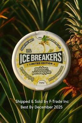 Ice Breakers Golden Pineapple Mints 8-1.5oz Free Shipping 12/2025