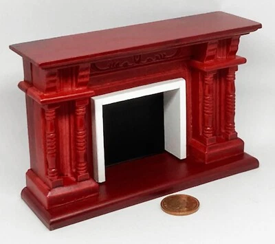 Dolls House Mahogany Wooden Fire Place 1:12 Scale Miniature Accessory 48 tumdee - Image 1 of 4