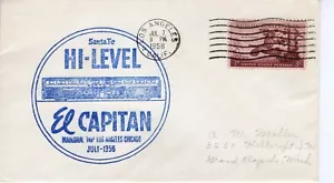 SANTA FE HI-LEVEL EL CAPITAN LOS ANGELES TO CHICAGO, LOS ANGELES, 1958  FDC8689 - Picture 1 of 2