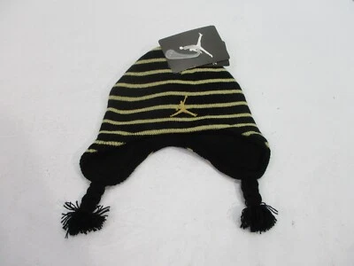 Jordan Gorro Sombrero Guantes Conjunto Niños Infante Negro Amarillo Rayas Acrílico Nuevo Foto 1 de 4