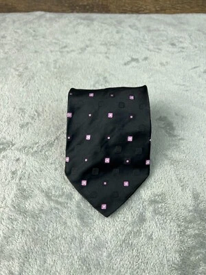 Gravata Fratelli Moda Itália 100% seda preta roxa xadrez clássica largura masculina - Imagem 1 de 4