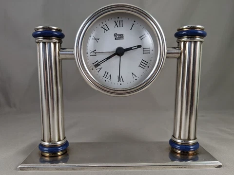 Vanni Mazzetti Sterling Silver & Acrylic Desk Clock By CASSETTI Italy 925 - 575g Cover