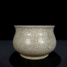 7.3" China Antique Song dynasty Porcelain ge kiln Beige Ice crack Brush Washer