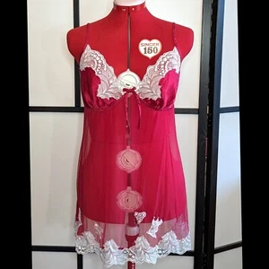 VTG Y2K 2000's VICTORIA'S SECRET Valentines Day Babydoll Slip Lingerie Red MED - Picture 1 of 16