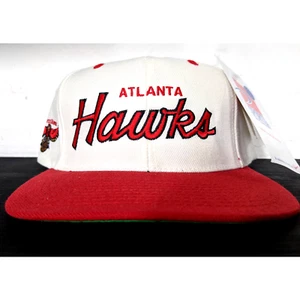 Atlanta Hawks Sports Specialties Script Snapback white red NBA NWT - Picture 1 of 4
